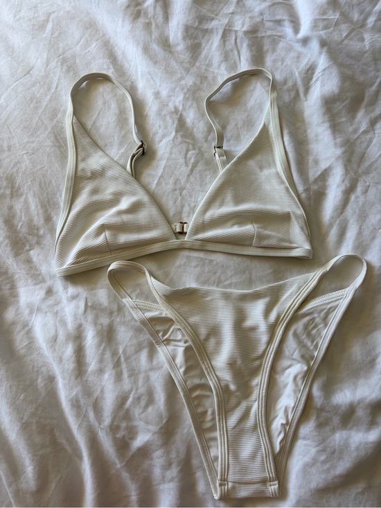 l*space Other - L*space Cream Ribbed Triangle White Bikini Set